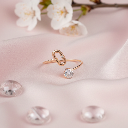 Rose gold ring with a diamond