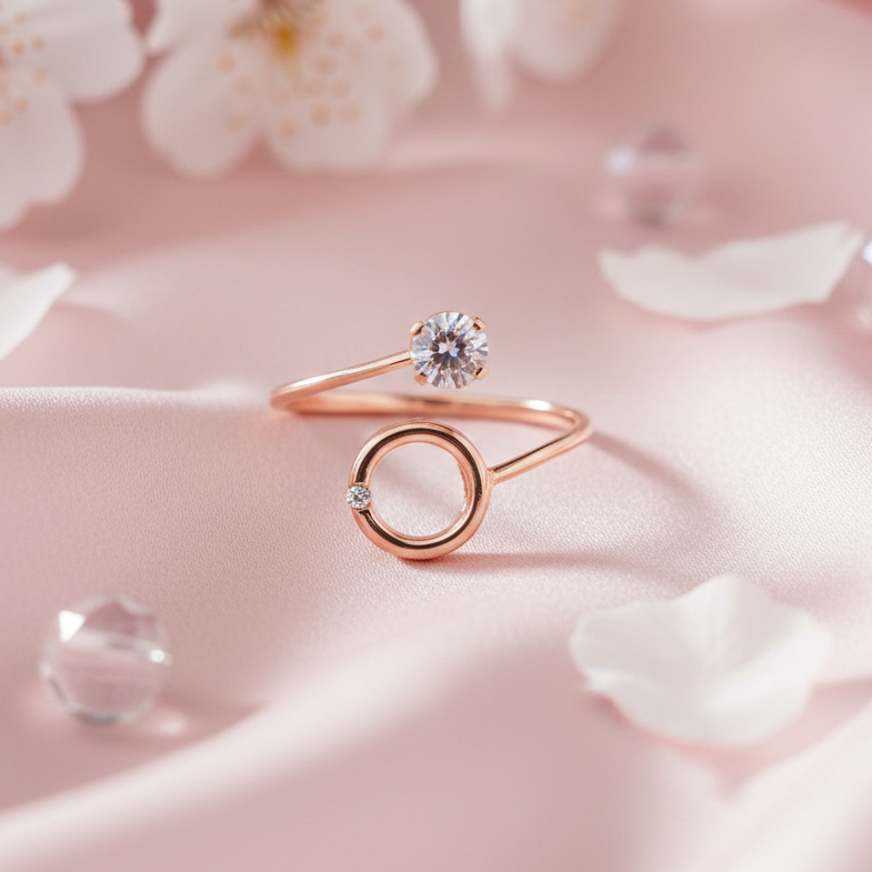 Rose gold ring with gemstones