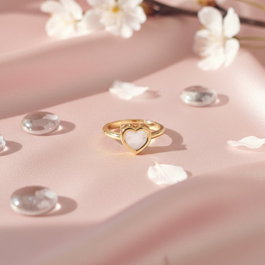 Gold ring with a heart-shaped